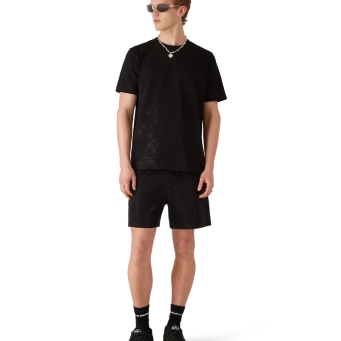 Kurzarm-T-Shirt mit Kristall-Monogramm-Logo