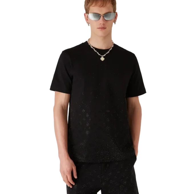 Kurzarm-T-Shirt mit Kristall-Monogramm-Logo