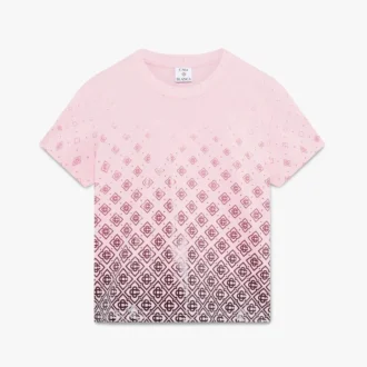 Kurzarm-T-Shirt mit Monogramm in Aubergine-Farbverlauf