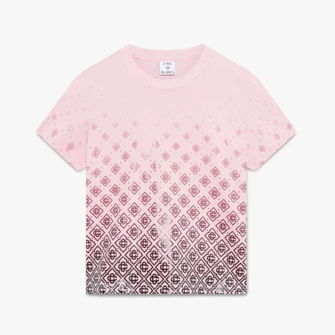 Kurzarm-T-Shirt mit Monogramm in Aubergine-Farbverlauf