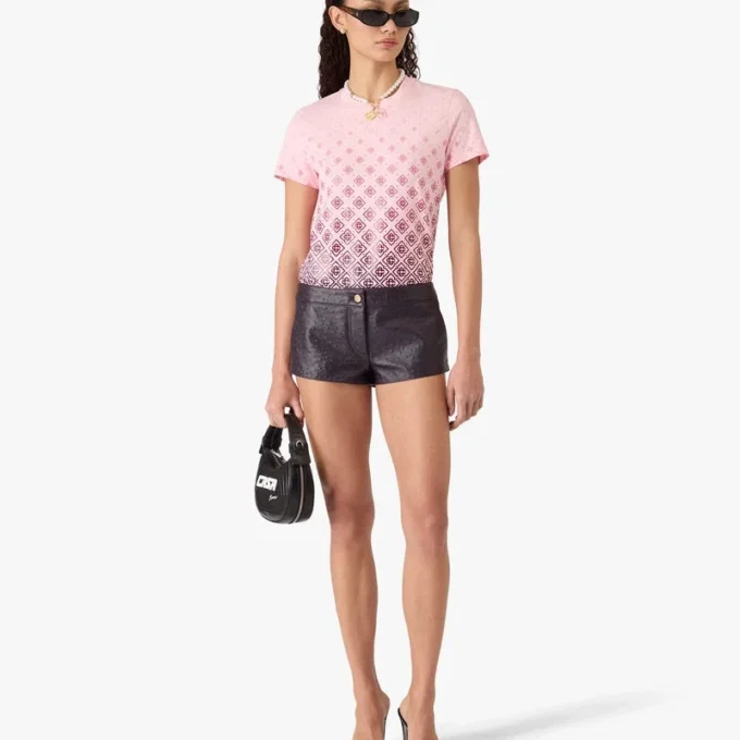 Kurzarm-T-Shirt mit Monogramm in Aubergine-Farbverlauf