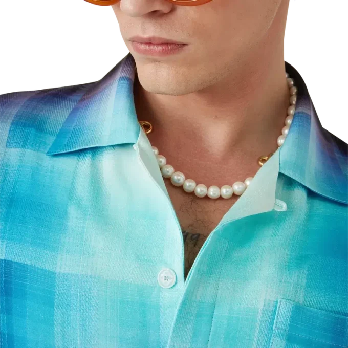 Kurzarmhemd aus Viskosemischung mit Farbverlauf