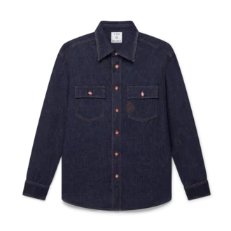 Kurzärmeliges Denim-Shirt mit Logo-Stickerei