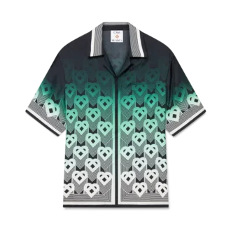 Kurzärmeliges Seidenhemd mit Farbverlaufs-Monogramm