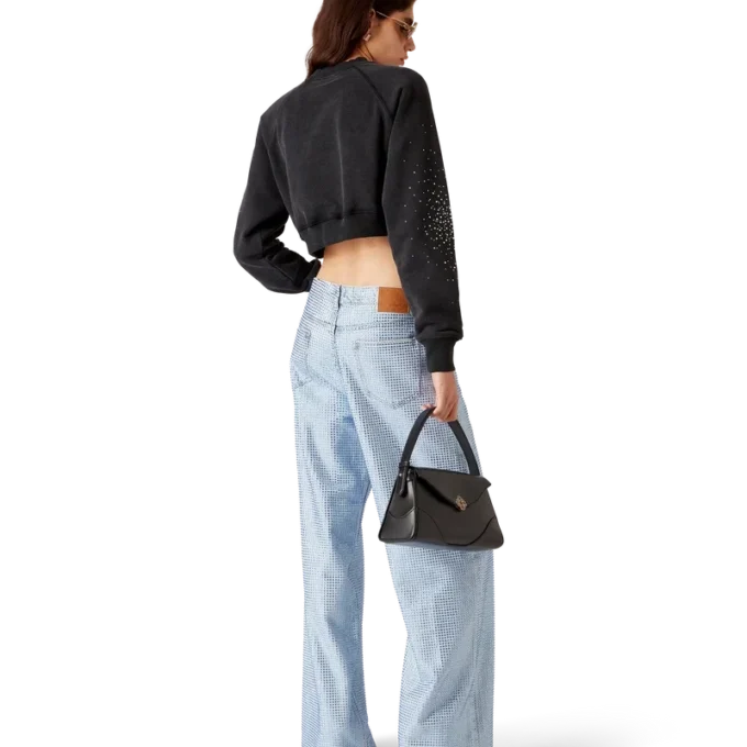 La Pramonition Cropped-Sweatshirt mit Kristallverzierung
