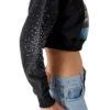 La Pramonition Cropped-Sweatshirt mit Kristallverzierung