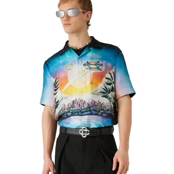 La Pramonition Kurzarm-Seidenhemd