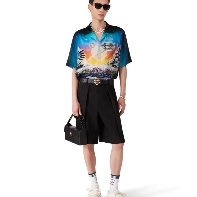 La Pramonition Kurzarm-Seidenhemd