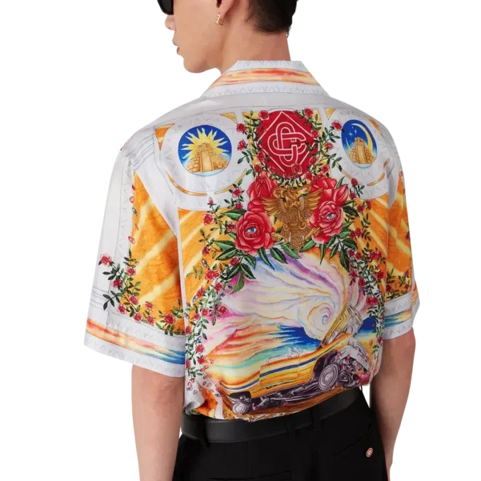 La Tornade De Rose Kurzarm-Seidenhemd