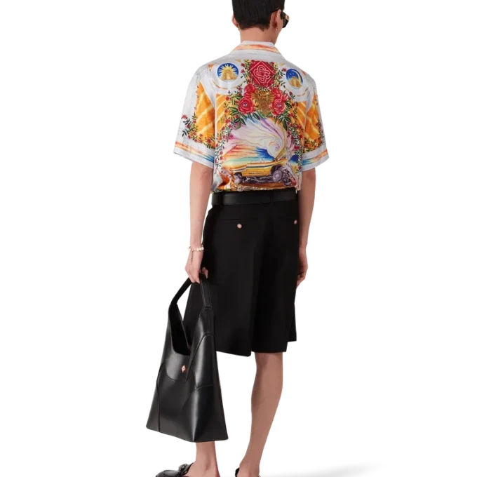 La Tornade De Rose Kurzarm-Seidenhemd