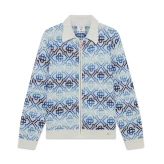 Langärmeliger Merino-Cardigan mit Space-Dye-Monogramm