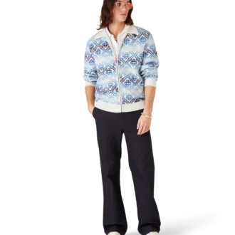 Langärmeliger Merino-Cardigan mit Space-Dye-Monogramm