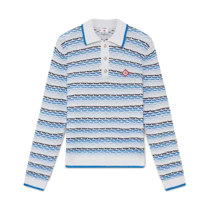 Langärmliges Poloshirt mit Tuck-Stitch-Muster