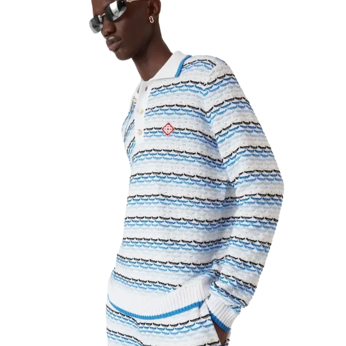 Langärmliges Poloshirt mit Tuck-Stitch-Muster