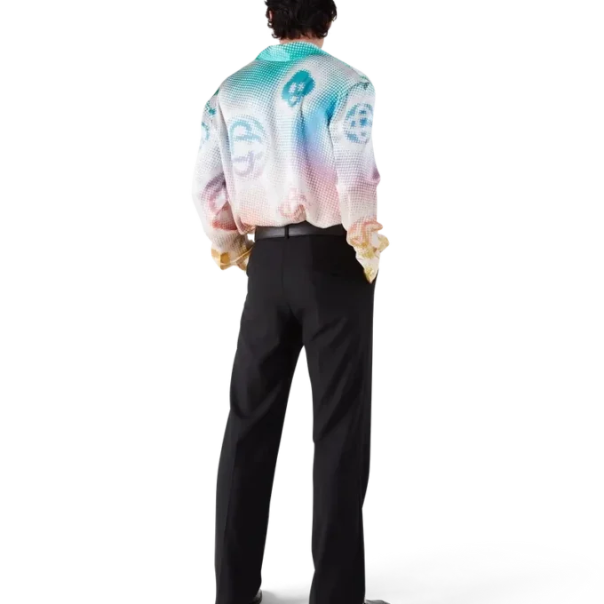 Langärmliges Seidenhemd mit Halftone-Logo Langärmliges Seidenhemd mit Halftone-Logo