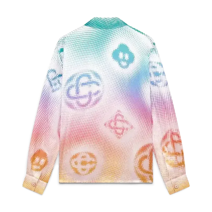 Langärmliges Seidenhemd mit Halftone-Logo Langärmliges Seidenhemd mit Halftone-Logo