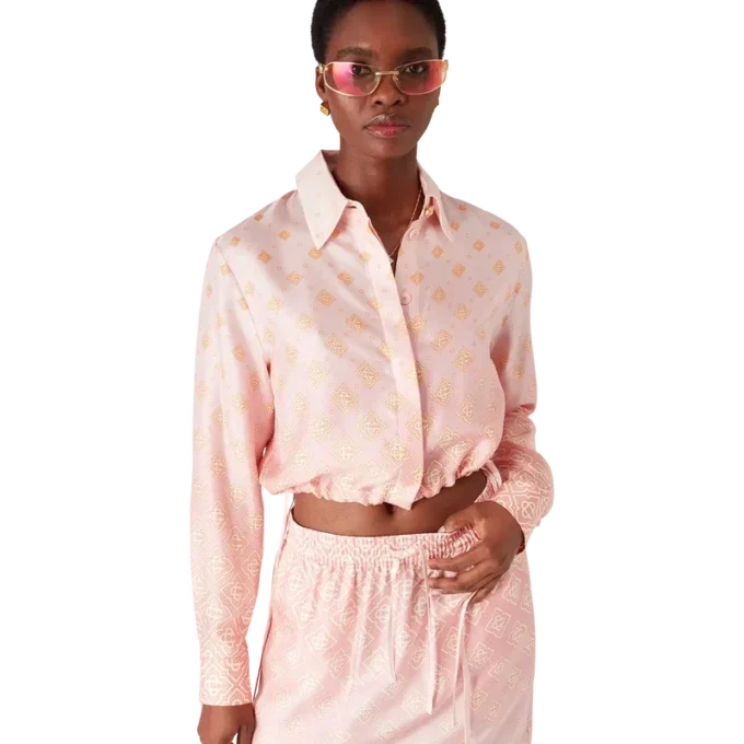 Langärmliges Seidenhemd mit Monogram-Dégradé
