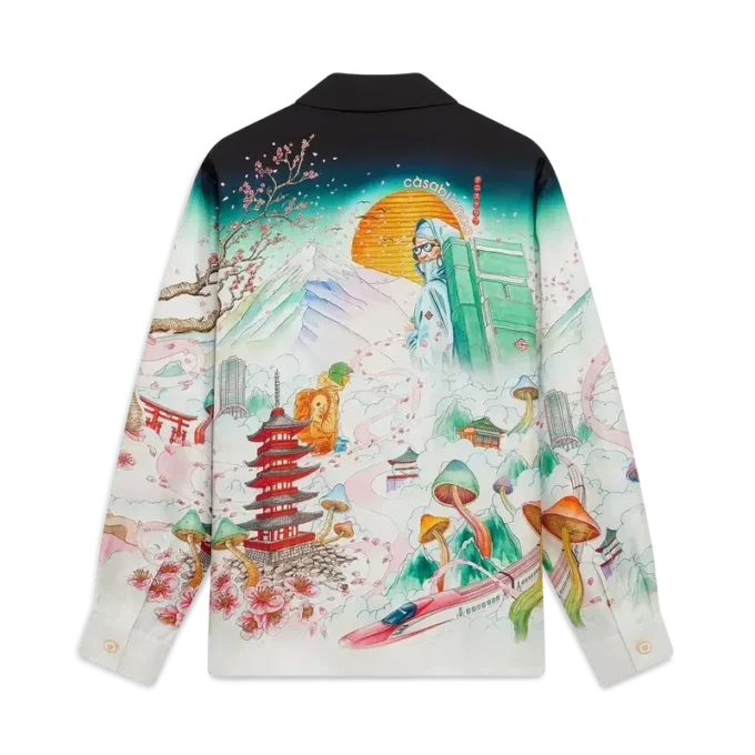 Langärmliges Seidentwill-Hemd „Flowers“ Langärmliges Seidentwill-Hemd „Flowers“