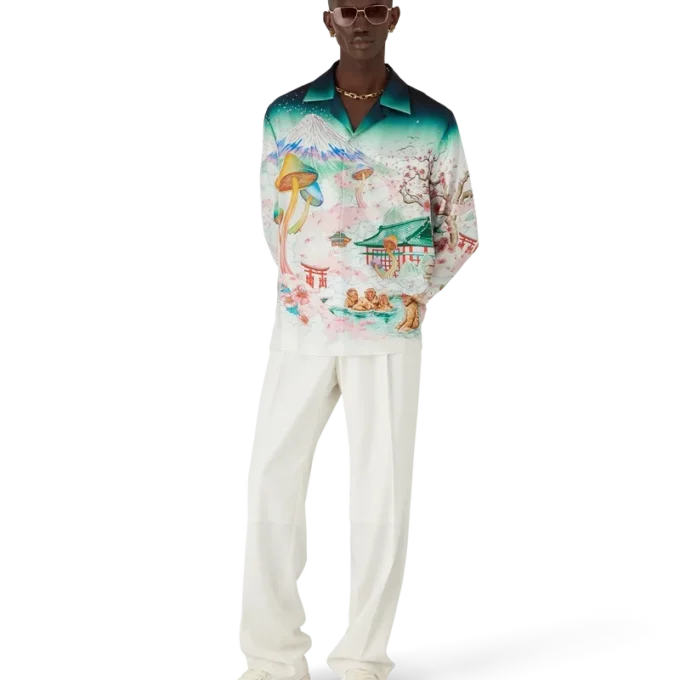 Langärmliges Seidentwill-Hemd „Flowers“ Langärmliges Seidentwill-Hemd „Flowers“