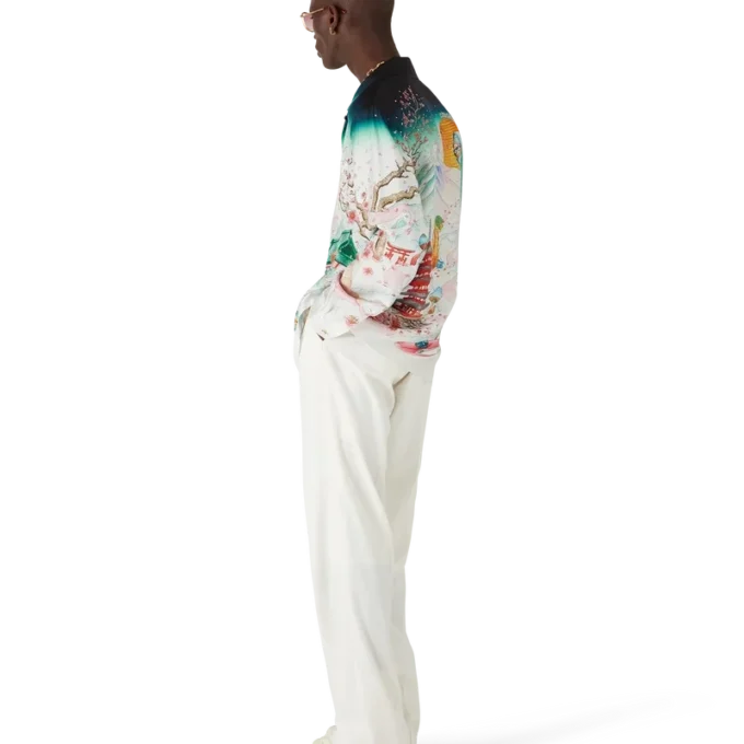 Langärmliges Seidentwill-Hemd „Flowers“ Langärmliges Seidentwill-Hemd „Flowers“