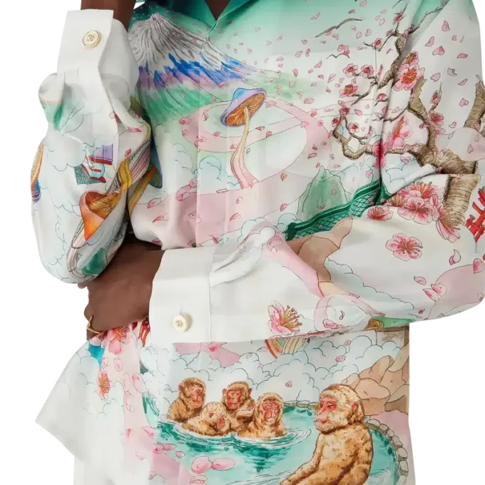 Langärmliges Seidentwill-Hemd „Flowers“ Langärmliges Seidentwill-Hemd „Flowers“