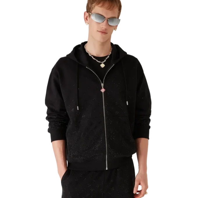 Langärmliges Sweatshirt mit Kristall-Monogramm