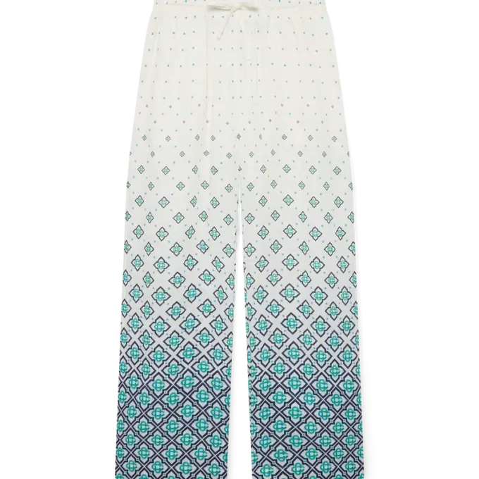 Leinen-Hose mit Monogramm-Farbverlauf