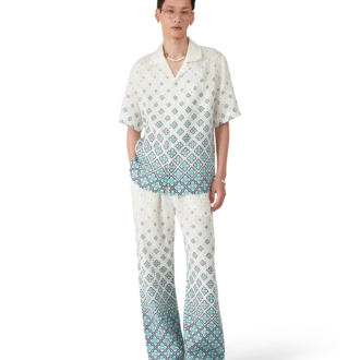 Leinen-Hose mit Monogramm-Farbverlauf