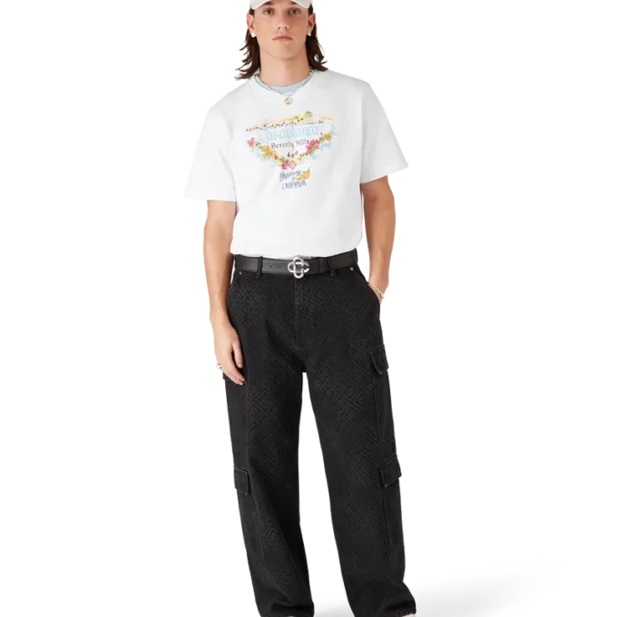 Los Angeles Store bedrucktes Logo-T-Shirt mit kurzen Ärmeln