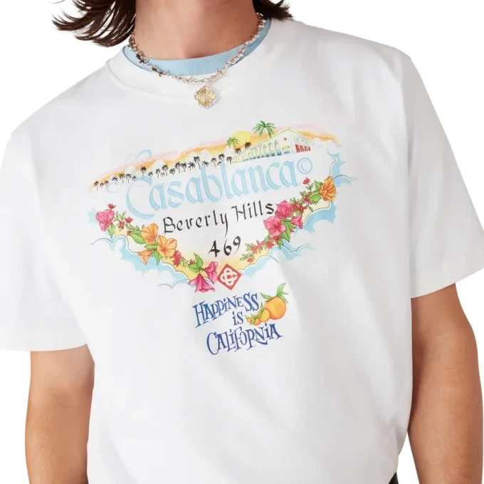 Los Angeles Store bedrucktes Logo-T-Shirt mit kurzen Ärmeln