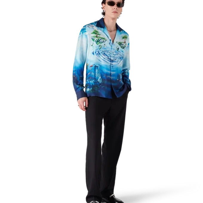 Lost Atlantis Langarm-Seidenhemd