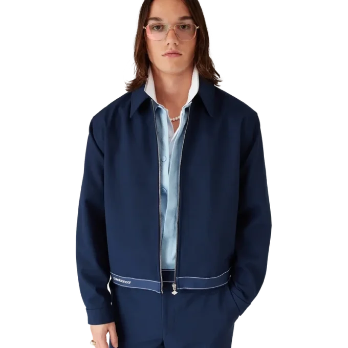 Marineblaue Sportjacke aus Wolle