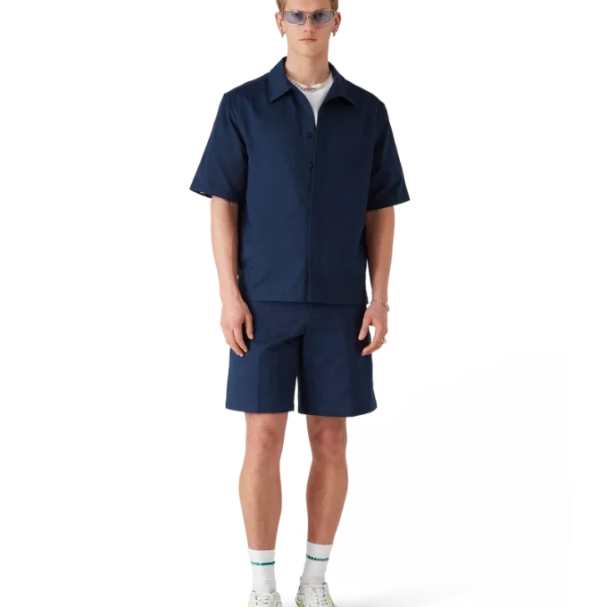 Marineblaues Monogramm-Kurzarmhemd