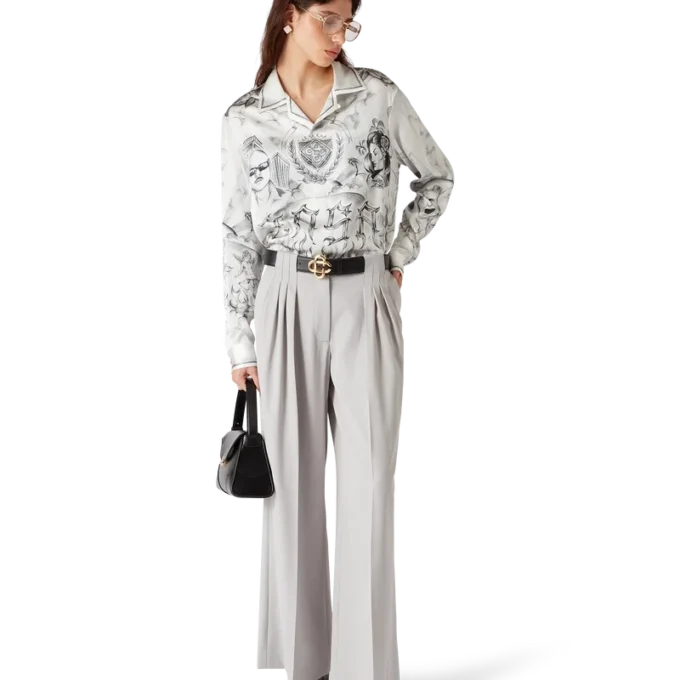 Maßgeschneiderte Hose aus Wolle mit dreifacher Falte