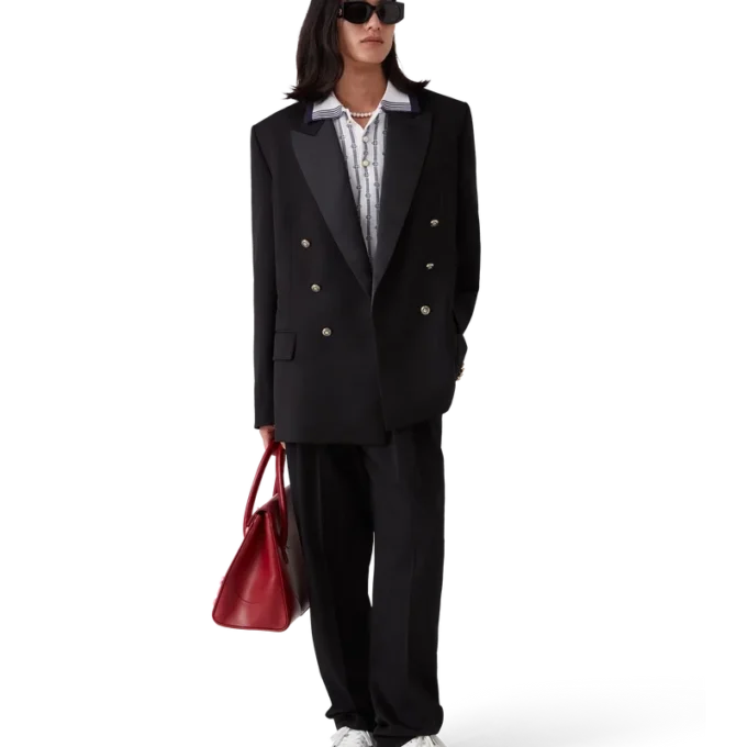 Maßgeschneiderte Hose aus Wolle mit fünf Falten