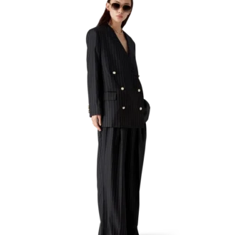 Maßgeschneiderte Hose aus Wolle mit Nadelstreifen und dreifacher Falte