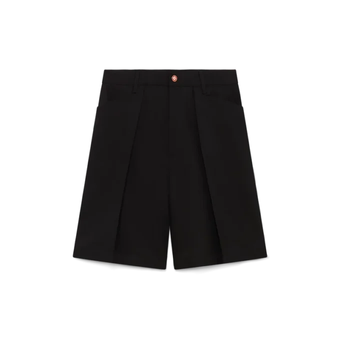 Maßgeschneiderte Shorts aus Wolle mit Falten