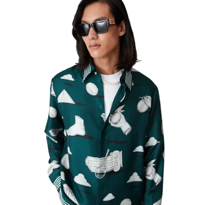 Metaphysical Langarm-Seidenhemd