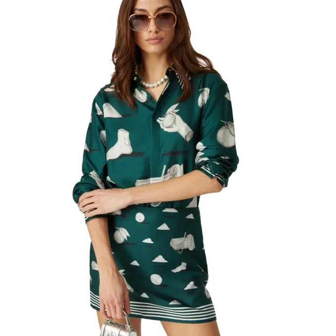 Metaphysical Langarm-Seidenhemd