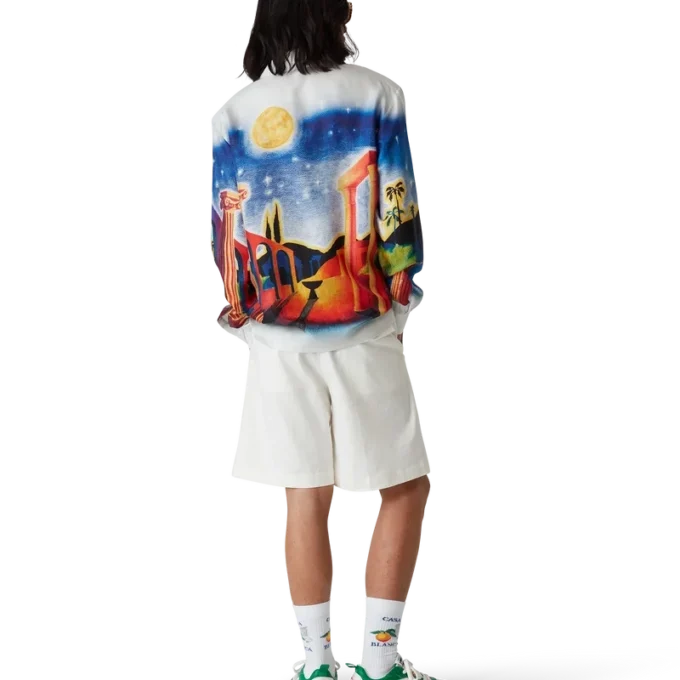 Midnight Acropolis Langarm-Seidenhemd