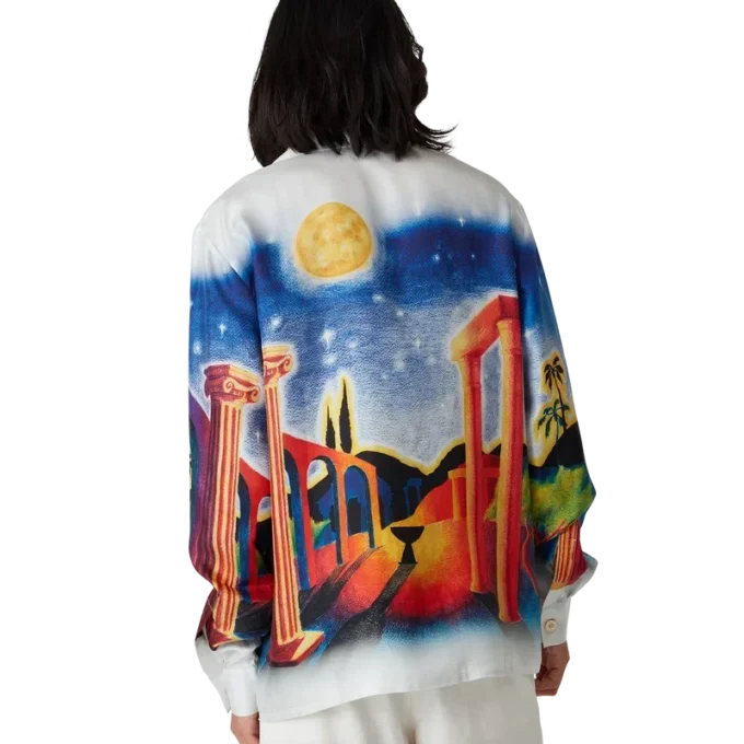 Midnight Acropolis Langarm-Seidenhemd