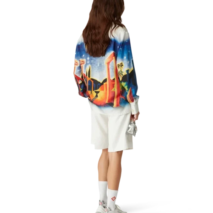 Midnight Acropolis Langarm-Seidenhemd