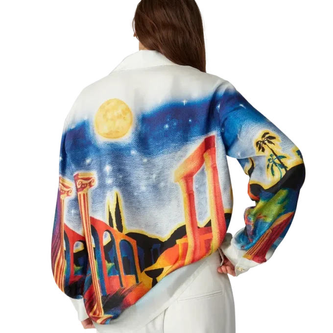 Midnight Acropolis Langarm-Seidenhemd