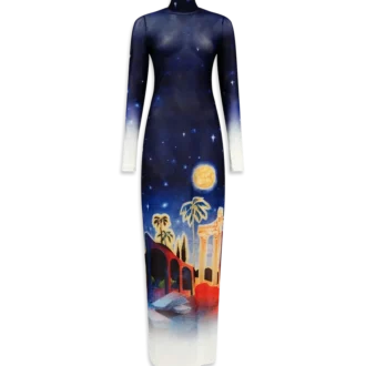 Midnight Acropolis Mesh-Kleid