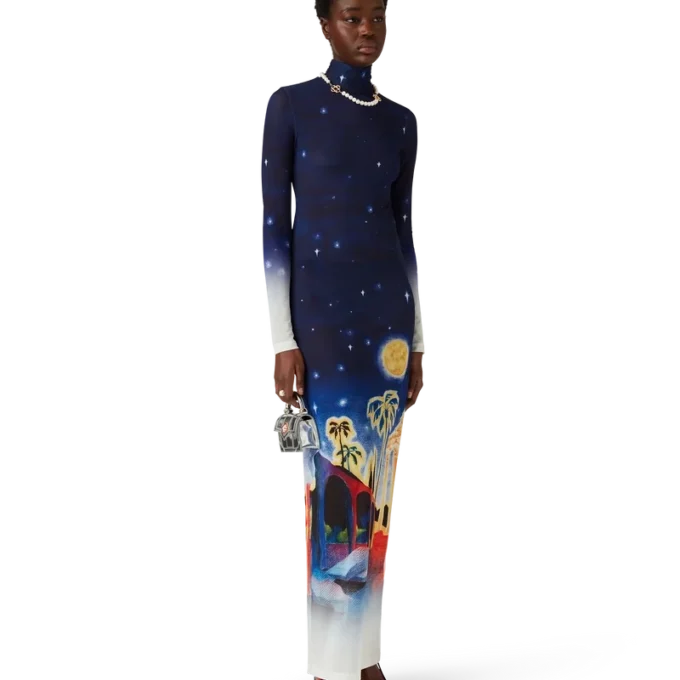 Midnight Acropolis Mesh-Kleid