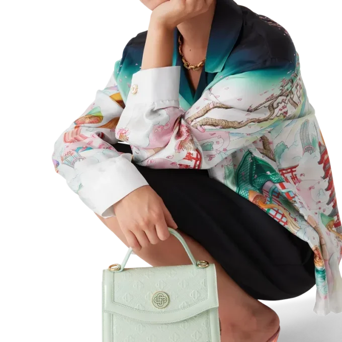 Mini-Jeanne-Tasche mit geprägtem Mint-Monogramm