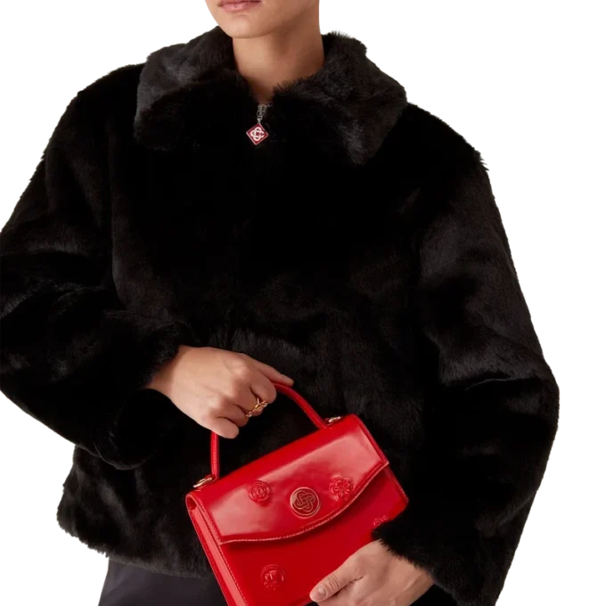 Mini Jeanne Tasche mit roten Emblemen