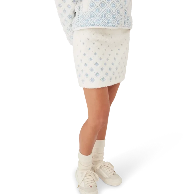 Minirock aus Fleece mit gesticktem Monogramm in Farbverlauf