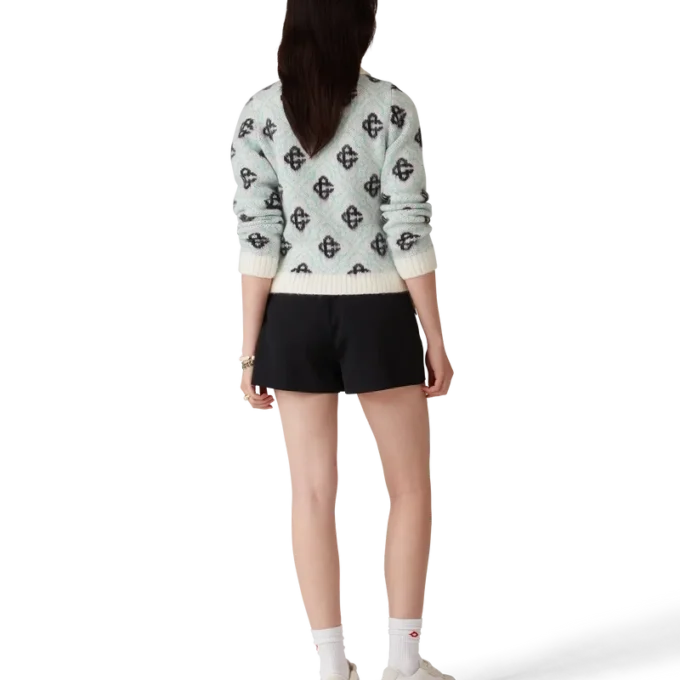 Mohair-Pullover mit Monogramm und Reißverschluss