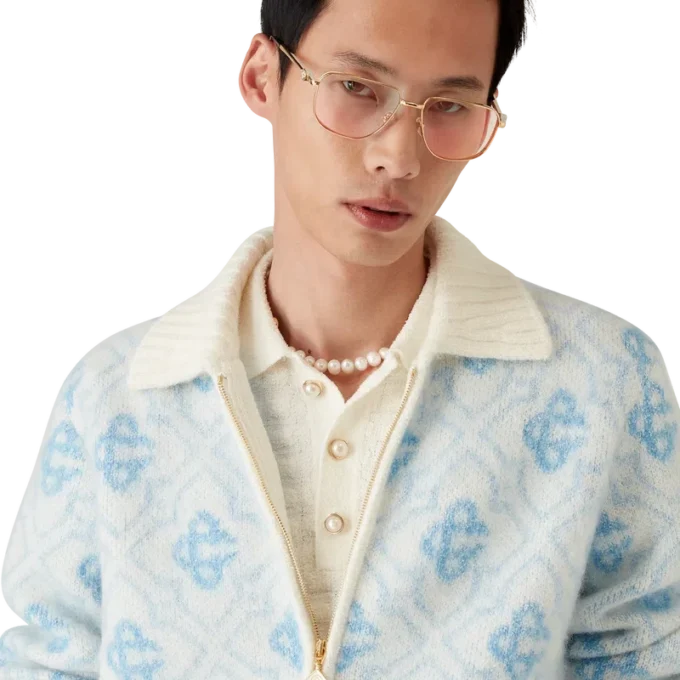 Mohair-Pullover mit Monogramm und Reißverschluss